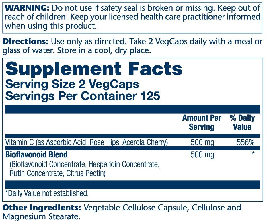 Solaray Vitamin C &amp; Bioflavonoids 250 Vegetable Capsule