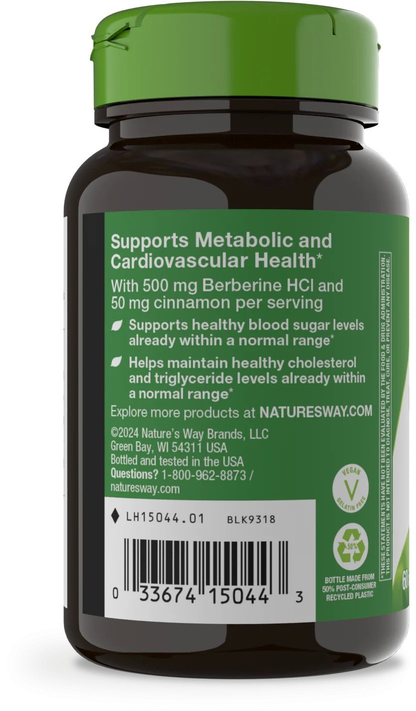 Nature's Way Berberine with Cinnamon 60 Vegetarian Capsules