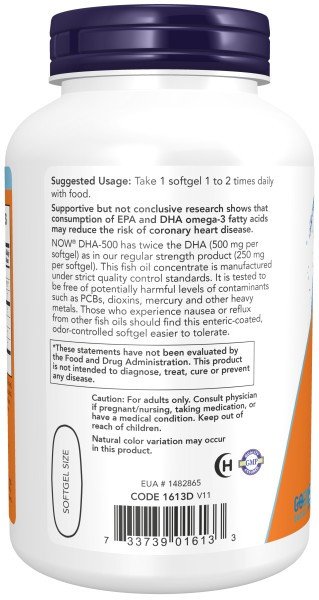 Now Foods DHA 500 mg 180 Softgel