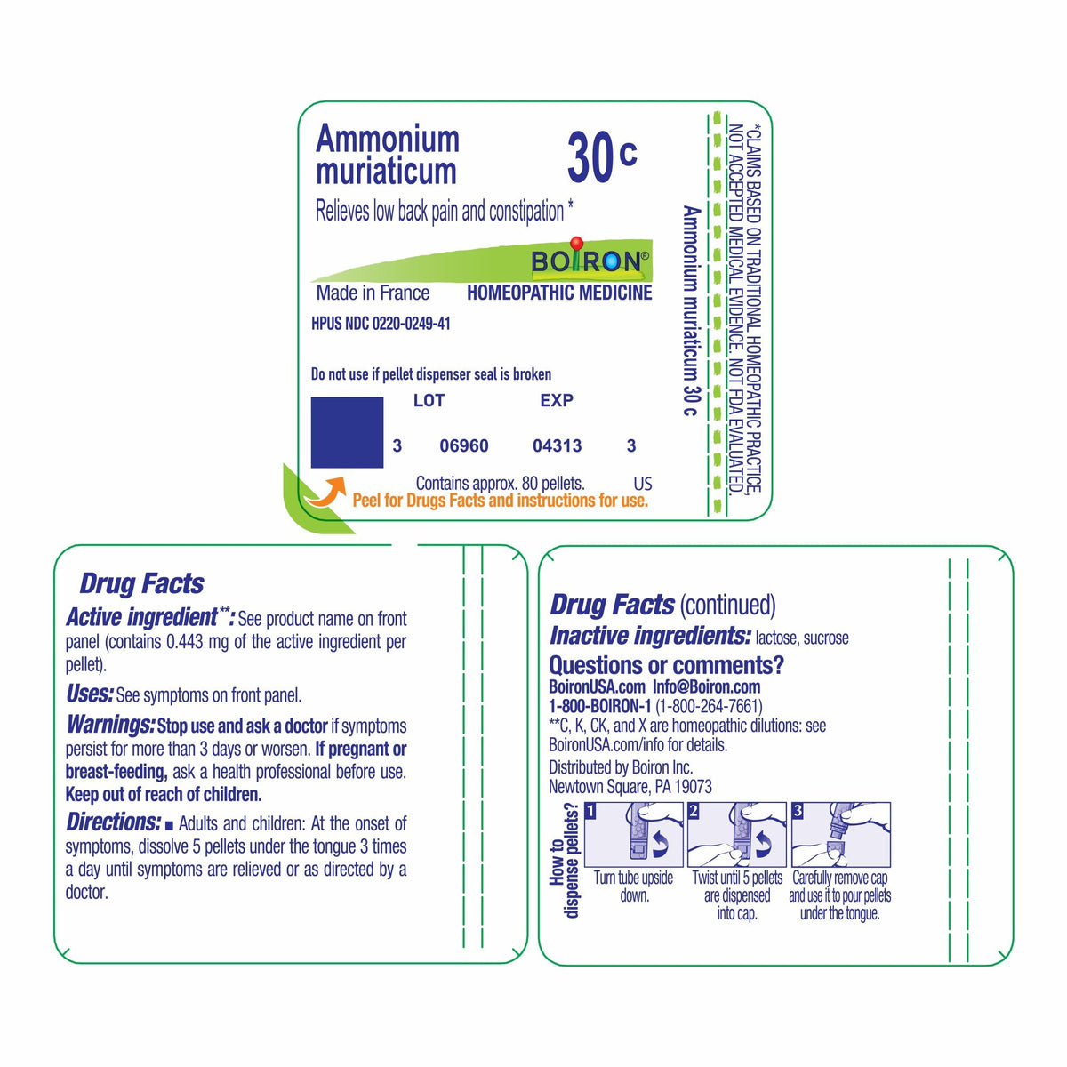 Boiron Ammonium Muriaticum 30C Homeopathic Single Medicine For Pain 80 Pellet