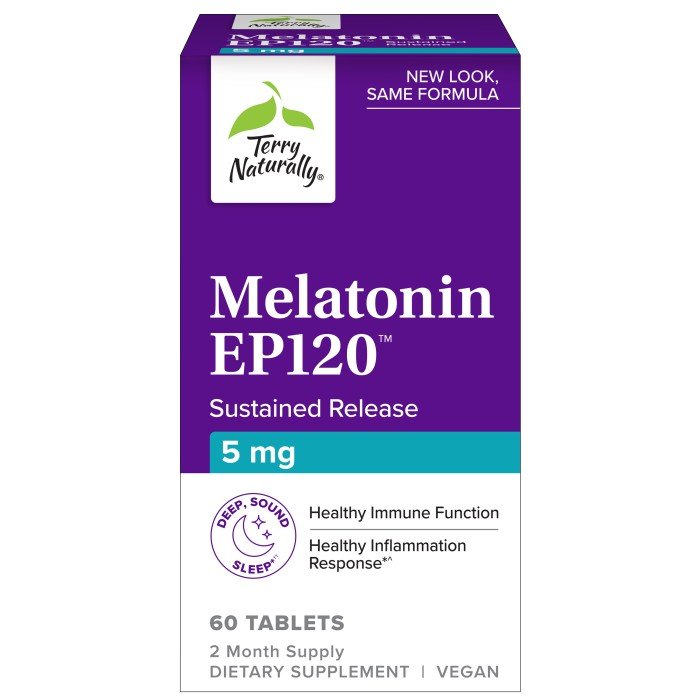 EuroPharma (Terry Naturally) Melatonin EP120 5mg Sustanined Release 60 Vegan Tablet