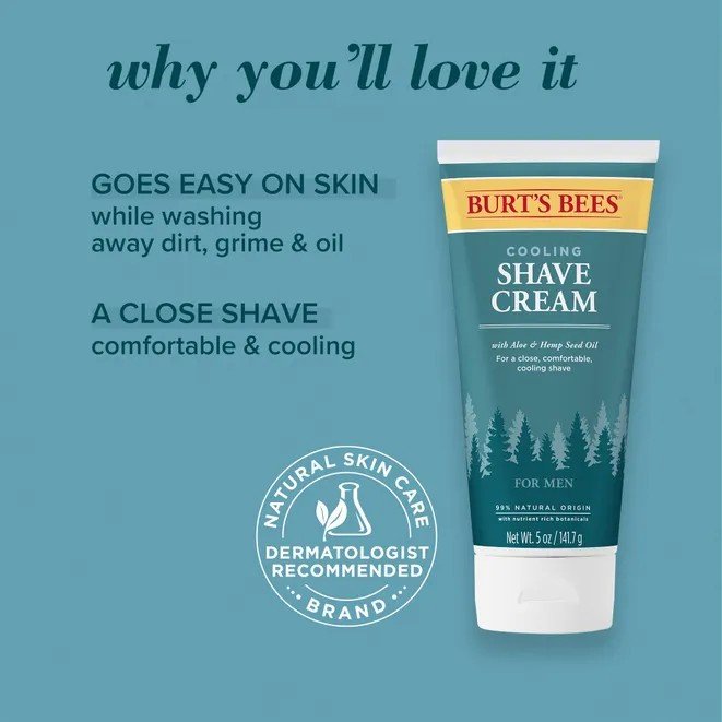 Burt&#39;s Bees Men&#39;s Cooling Shave Cream 5 oz. Cream