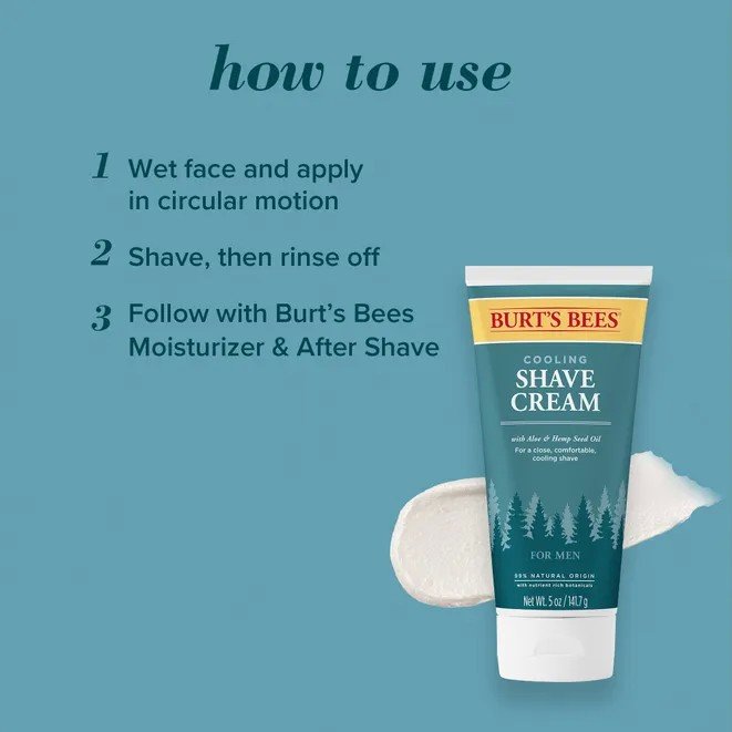 Burt&#39;s Bees Men&#39;s Cooling Shave Cream 5 oz. Cream