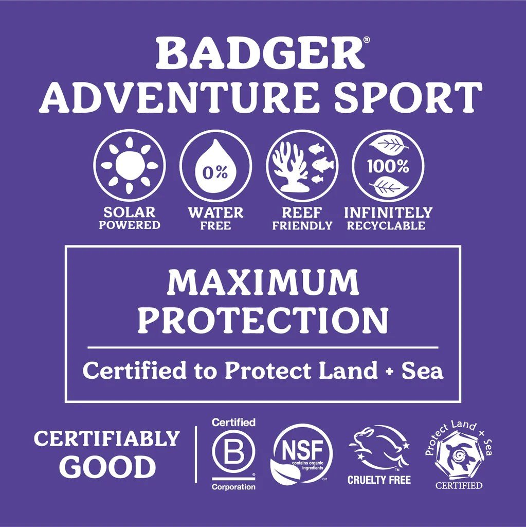 Badger SPF 50 Adventure Sport Mineral Sunscreen Cream 2.9 oz Cream