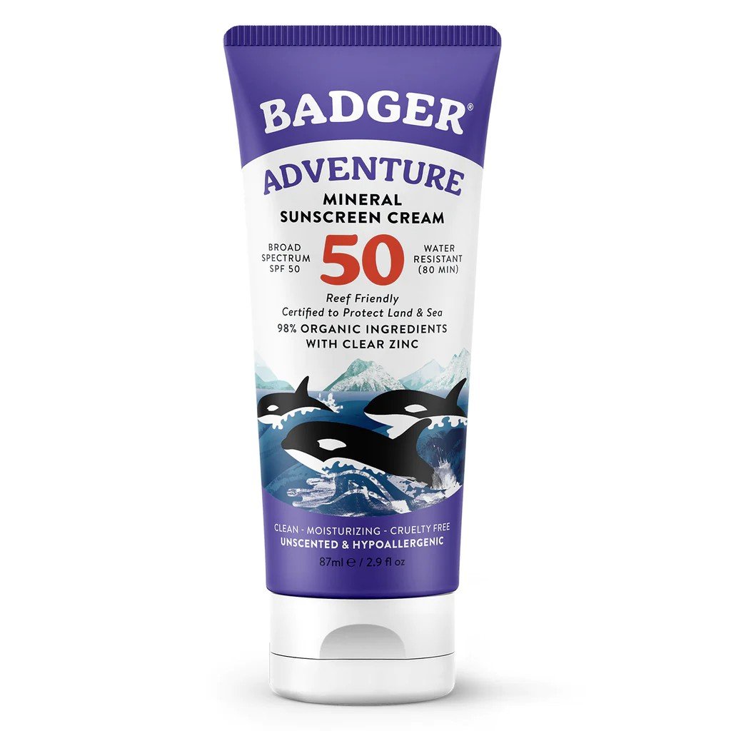 Badger SPF 50 Adventure Sport Mineral Sunscreen Cream 2.9 oz Cream