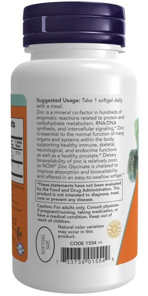 Now Foods Zinc Glycinate 120 Softgel