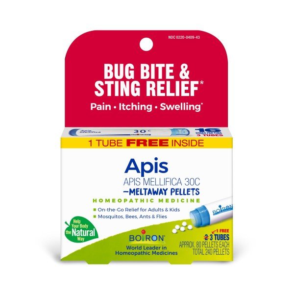 Boiron Apis Mellifica 30C 3 MDT Homeopathic Medicine For Bug Bite Relief 3 Tubes Box