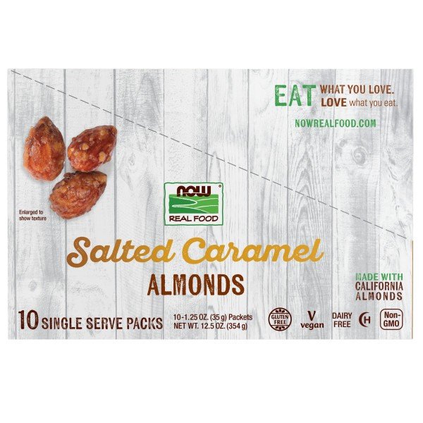 Now Foods Salted Caramel Almonds-10 Single Serve Packs 10-1.25 oz (35 g) Packet