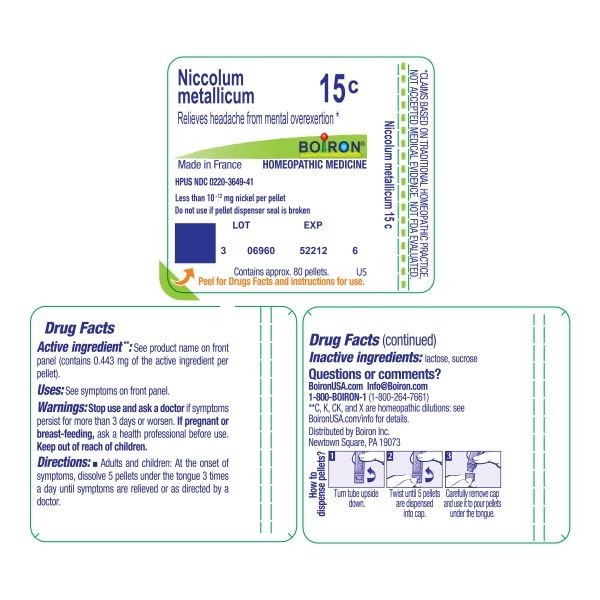 Boiron Niccolum Metallicum 15C Homeopathic Single Medicine For Pain 80 Pellet