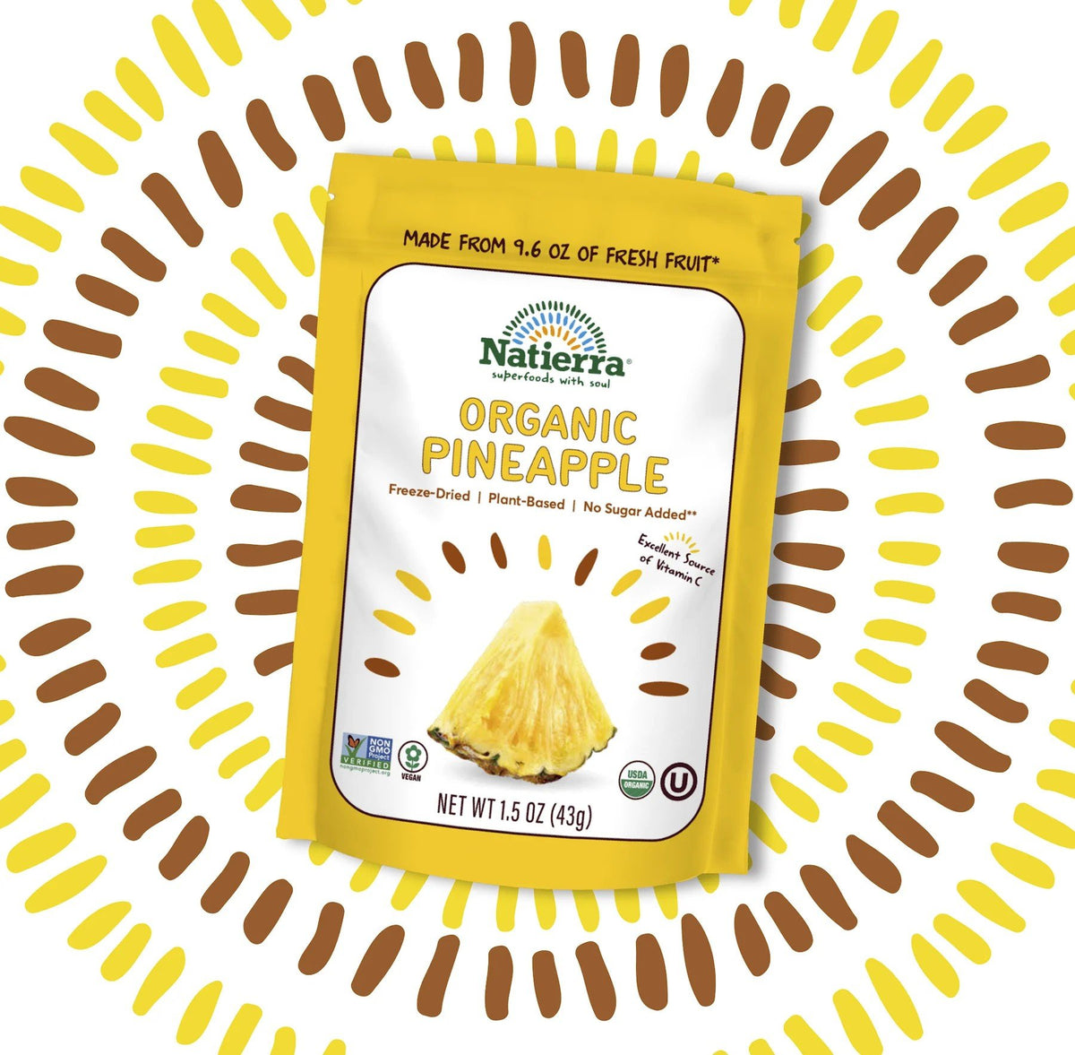 Natierra Organic Freeze-Dried Pineapple 1.5 oz Bag