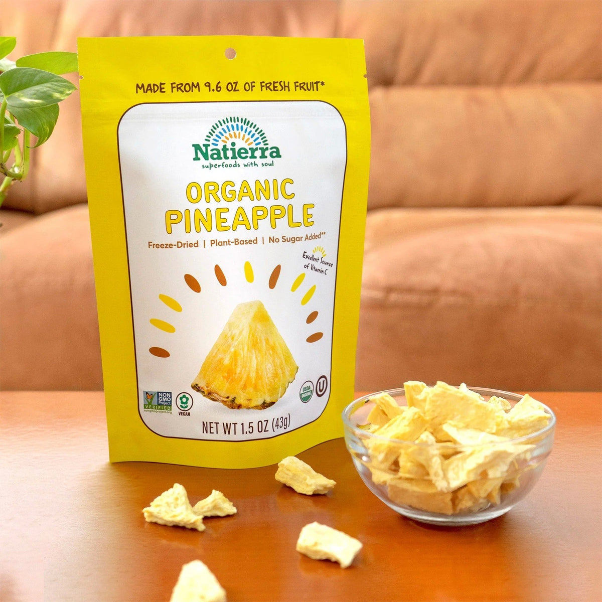 Natierra Organic Freeze-Dried Pineapple 1.5 oz Bag