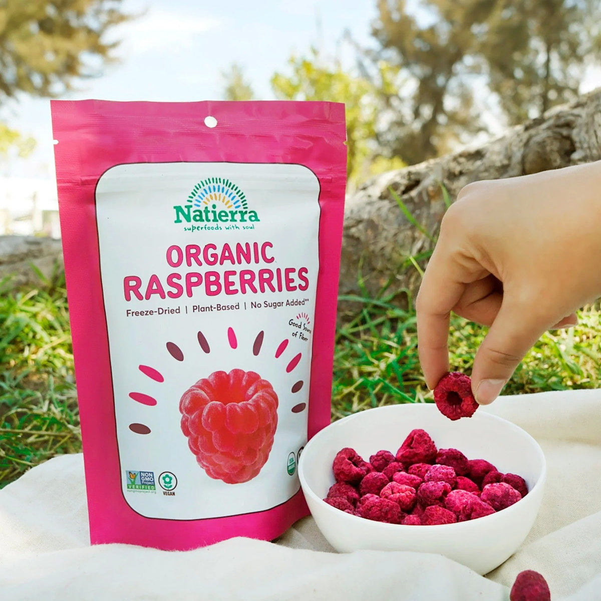 Natierra Organic Freeze-Dried Raspberries 1.3 oz Bag