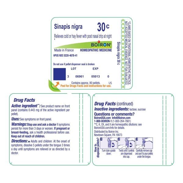 Boiron Sinapis Nigra 30C Homeopathic Single Medicine For Cough, Cold &amp; Flu 80 Pellet