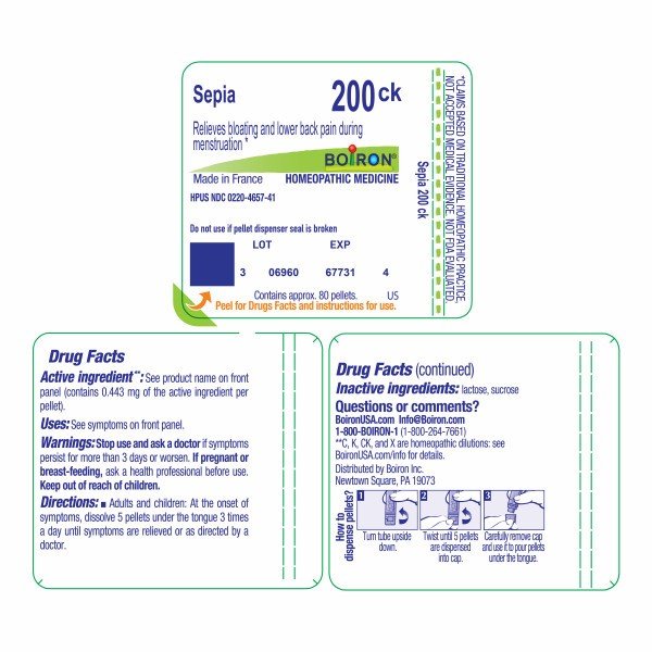 Boiron Sepia 200CK Homeopathic Single Medicine For Personal Care 80 Pellet