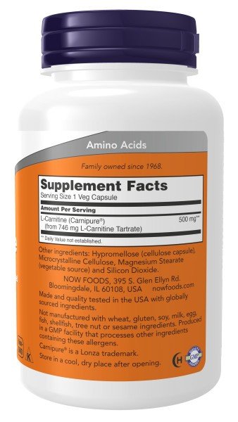 Now Foods Carnitine 500mg 180 Capsule