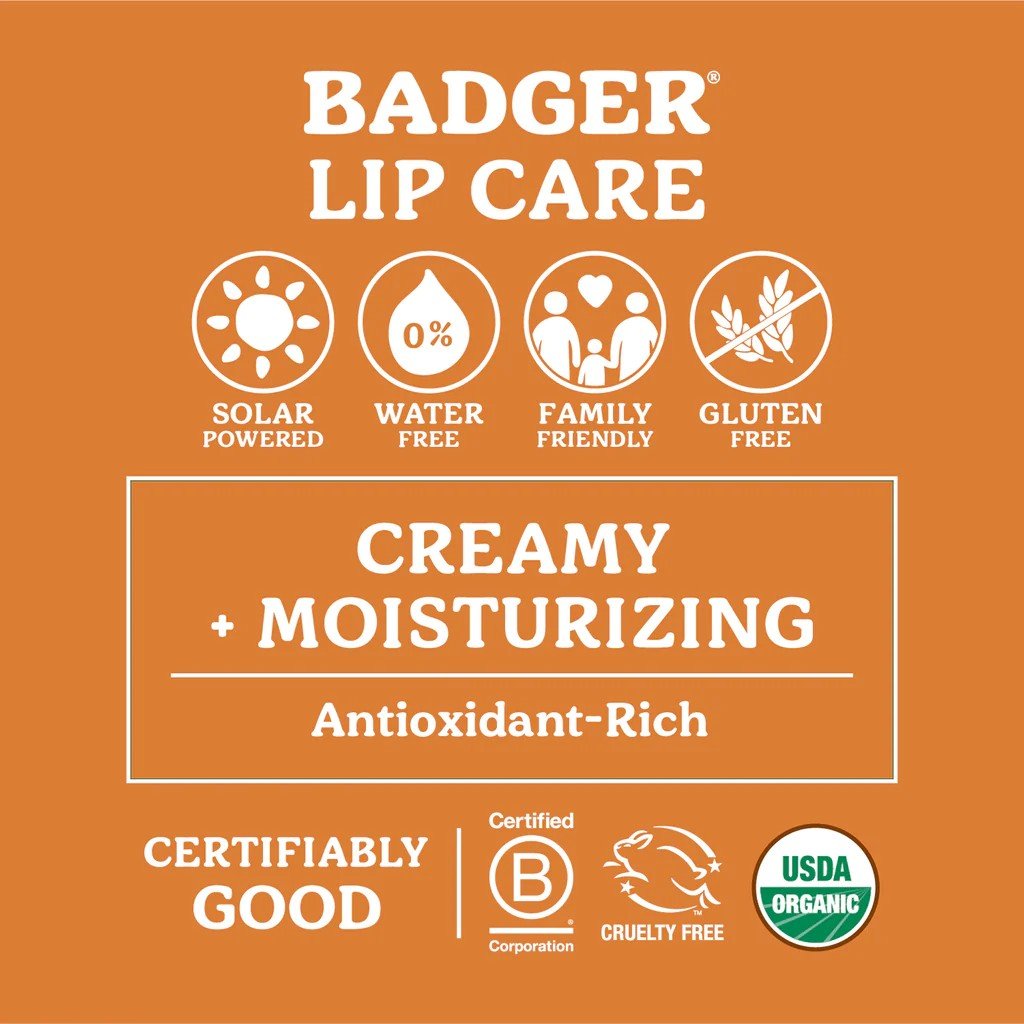 Badger Certified Organic Lip Butter Sweet Orange Tin 0.7 oz Balm