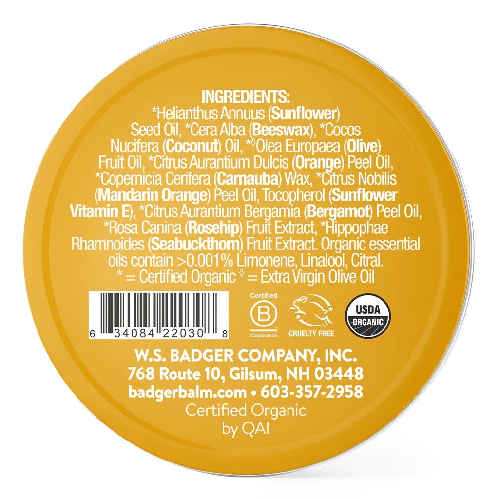 Badger Certified Organic Lip Butter Sweet Orange Tin 0.7 oz Balm