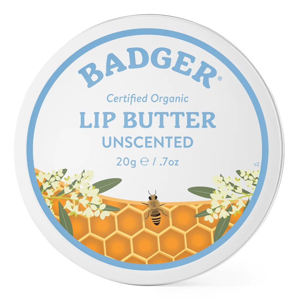 Badger Unscented Lip Butter Tin 0.7 oz Balm