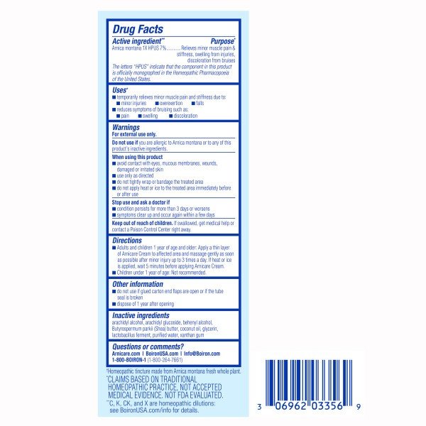 Boiron Arnicare Cream Homeopathic Medicine For Pain Relief 2.5 oz Cream