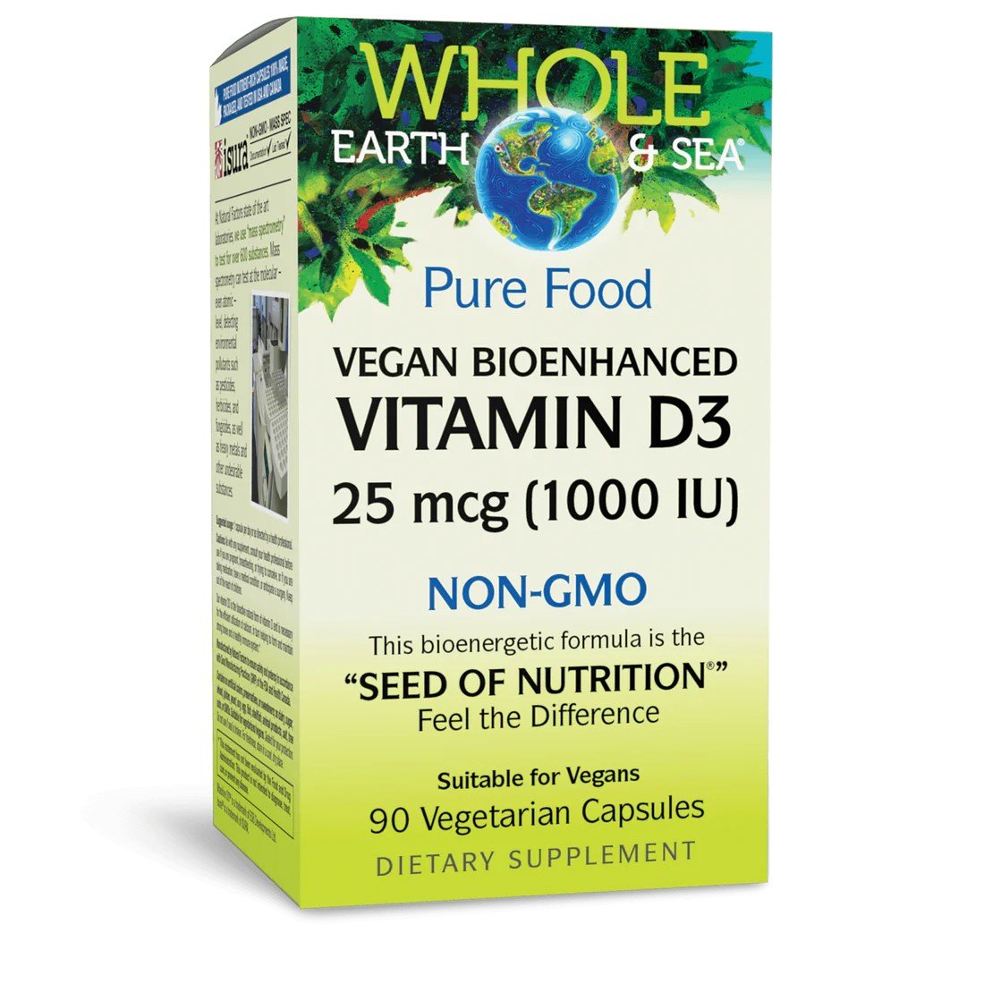 Natural Factors Whole Earth &amp; Sea Vegan Bioenhanced Vitamin D3 25 mcg (1,000 IU) 90 Veg Cap