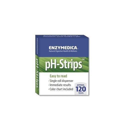 pH-Strips | p.H. Strips | Enzymedica | Single Roll Dispenser | Immediate Results | Color Chart Included | Approximately 120 Tests | VitaminLife