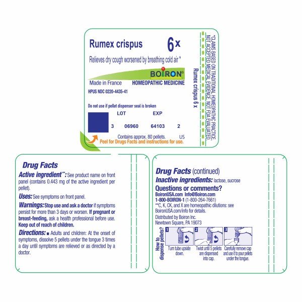 Boiron Rumex Crispus 6X Homeopathic Single Medicine For Cough, Cold &amp; Flu 80 Pellet