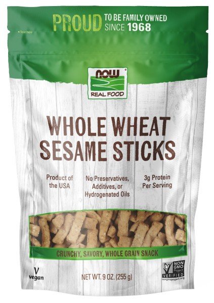 Now Foods Whole Wheat Sesame Sticks 9 oz Bag