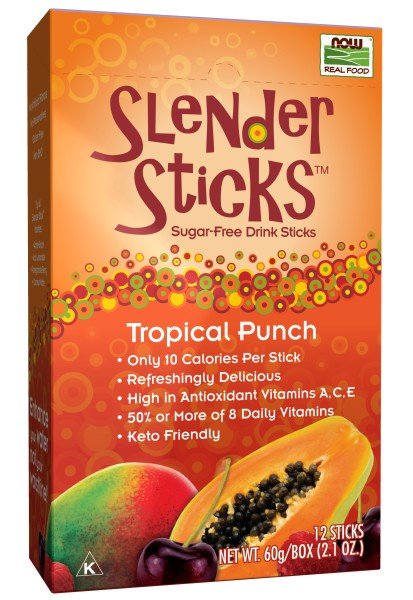 Now Foods Tropical Punch with Fiber Sugar Free Drink Sticks 12 (1.7 oz ea) Sticks