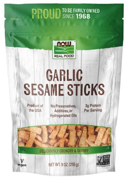Now Foods Garlic Sesame Sticks 9 oz Bag