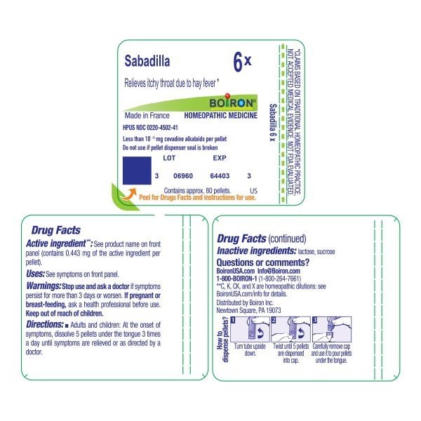 Boiron Sabadilla 6X Homeopathic Single Medicine For Allergy 80 Pellet