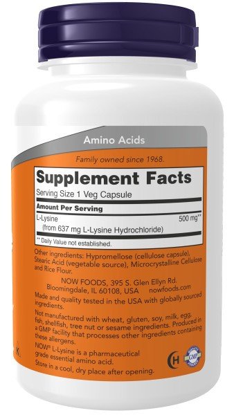 Now Foods Lysine 500mg 100 Veg Capsule