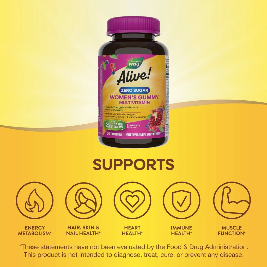 Nature&#39;s Way Alive! Zero Sugar Women&#39;s Gummy Multivitamin 50 Gummy