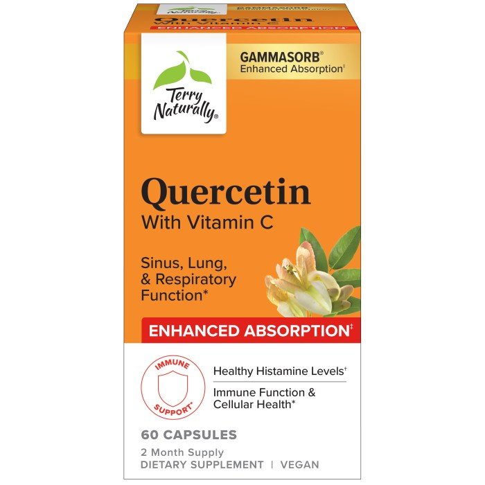 EuroPharma (Terry Naturally) Quercetin with Vitamin C Extra Strength - Ultra Absorption 60 Capsule