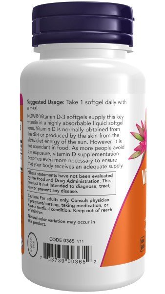 Now Foods Vitamin D3 1000 IU 180 Softgel