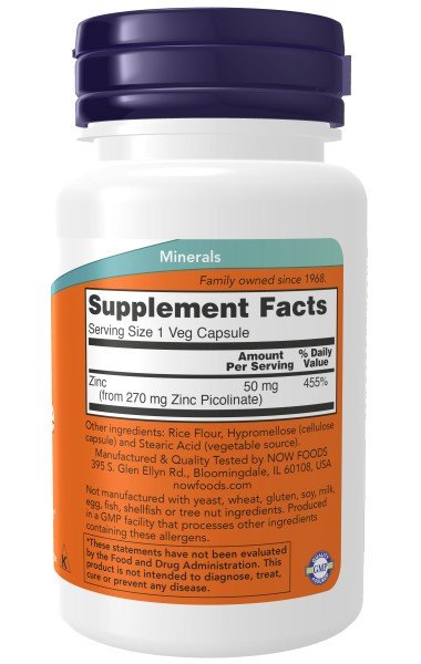 Now Foods Zinc Picolinate 50mg 60 Capsule