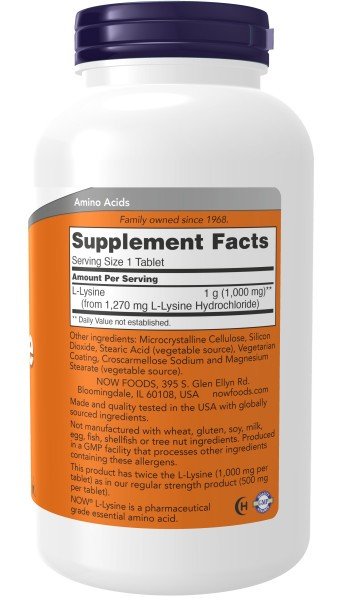 Now Foods Double Strength L-Lysine 1,000 mg 250 Tablet