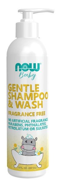 Now Foods Gentle Baby Shampoo &amp; Wash, Fragrance Free 8 oz Liquid