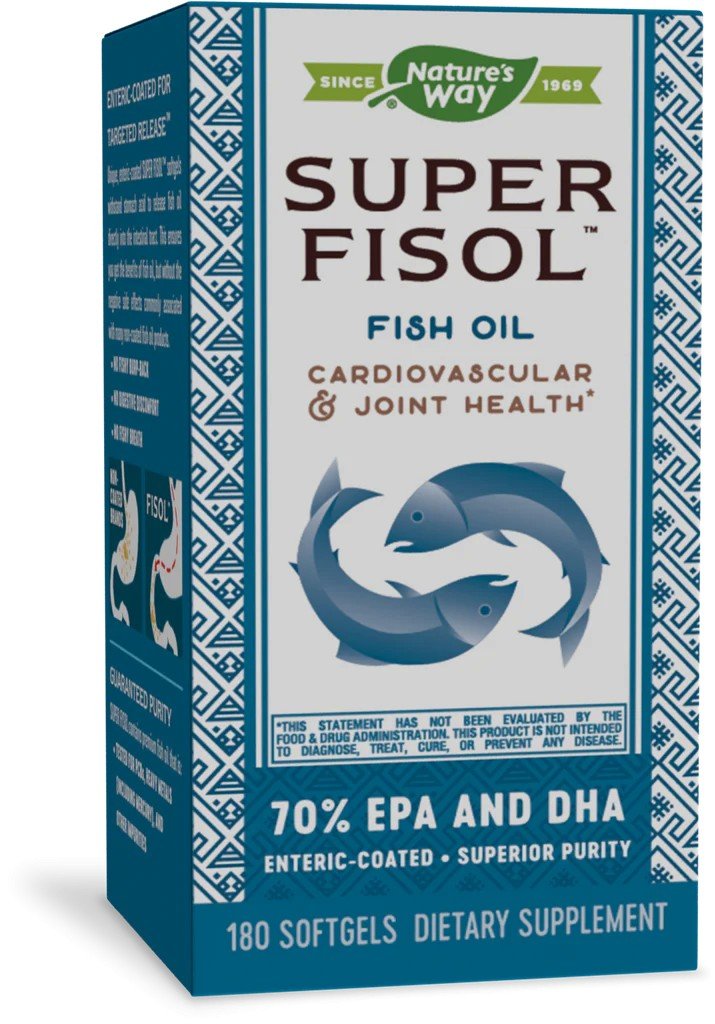 Super Fisol | Nature's Way | Cardiovascular Health | Joint Health | Fish Oil | Enteric Coated | Dietary Supplement | 180 Softgels | VitaminLife