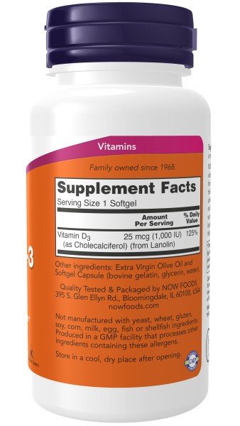 Now Foods Vitamin D3 1000 IU 180 Softgel