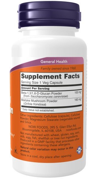 Now Foods Beta 1,3/1,6 Glucan 100mg With Maitake Mushrooms 90 Capsule