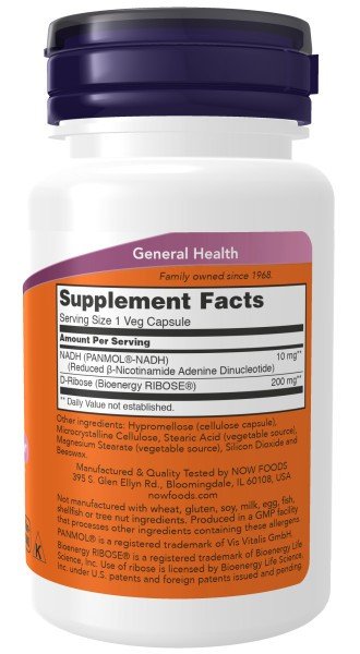 Now Foods NADH 10mg with 200mg Ribose 60 VegCap