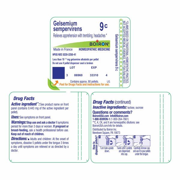 Boiron Gelsemium Sempervirens 9C Homeopathic Single Medicine For Stress &amp; Sleep 80 Pellet