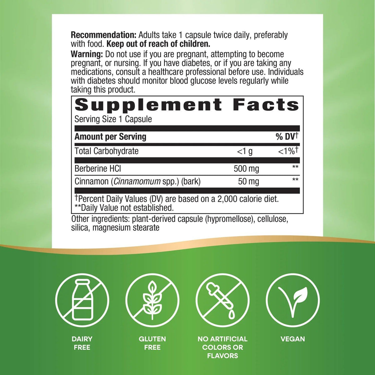 Nature's Way Berberine with Cinnamon 60 Vegetarian Capsules