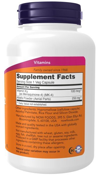 Now Foods Vitamin K-2 100 mcg 250 VegCap