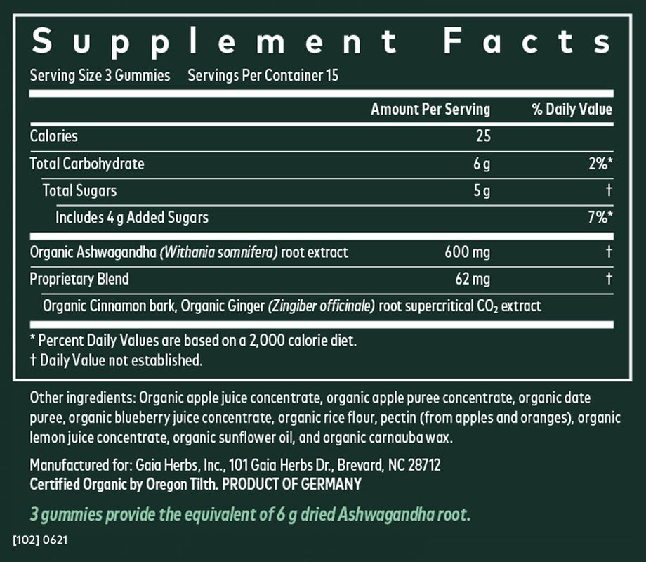 Gaia Herbs Ashwagandha Gummies 45 Gummy