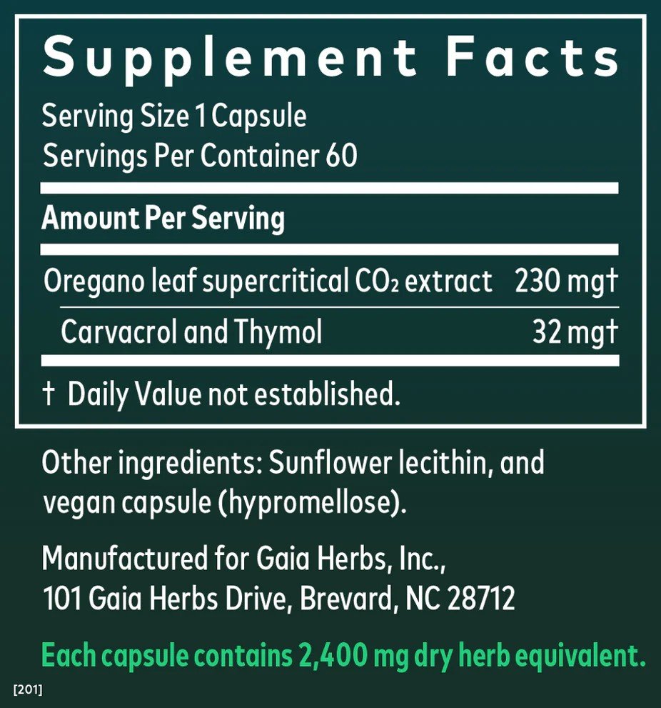 Gaia Herbs Oil of Oregano 180 Capsule