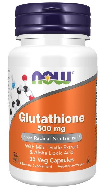 Glutathione | Now Foods | 500 milligrams Glutathione | 100 milligrams Milk Thistle Extract | 50 milligrams Alpha Lipoic Acid | Free Radical Neutralizer | Non GMO | Vegan | Dietary Supplement | 30 VegCaps | Capsules | VitaminLife