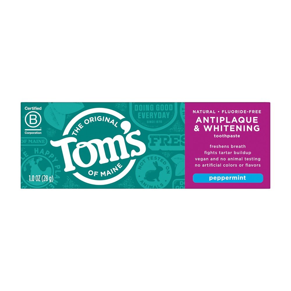 Tom's Of Maine Fluoride-Free Antiplaque & Whitening Peppermint Toothpaste 1 oz Paste