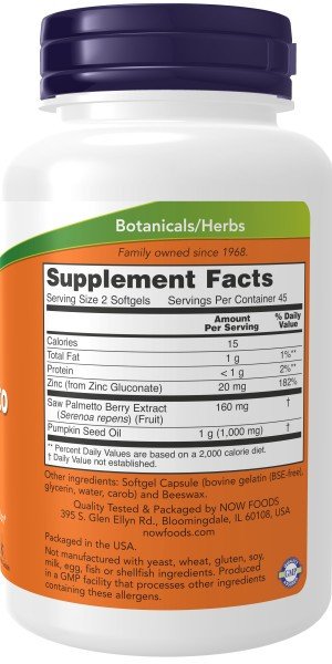 Now Foods Saw Palmetto Extract 80mg 90 Softgel