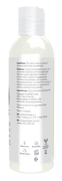 Now Foods Solutions Liquid Coconut Oil 4 fl oz Liquid